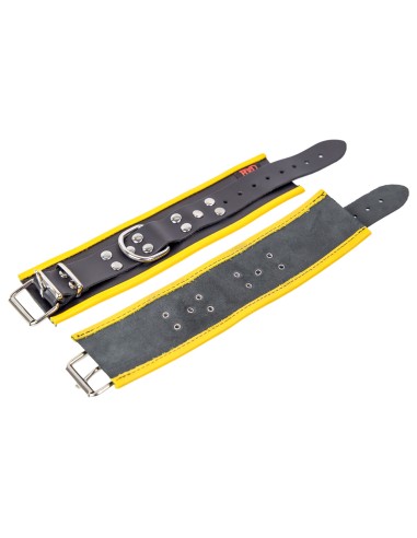 Menottes en cuir pour Chevilles Noir-Jaune