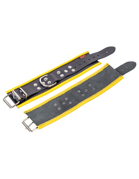 Menottes en cuir pour Chevilles Noir-Jaune Menottes en cuir pour Chevilles Noir-Jaune