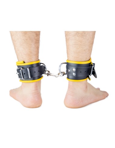 Menottes en cuir pour Chevilles Noir-Jaune