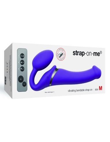 Gode vibrant STRAP-ON 3 Moteurs M 16 x 3.5 cm Violet - Sans Harnais - 2