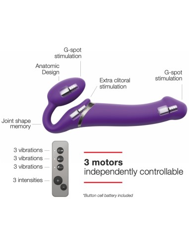 Gode vibrant STRAP-ON 3 Moteurs XL 16 x 4.5 cm Violet
