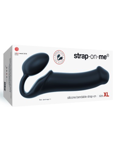 Gode + Plug STRAP-ON-ME Bendable XL 16 x 4.5 cm Noir