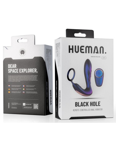Cockring + Plug vibrant Black Hole Hueman 11 x 3.3cm