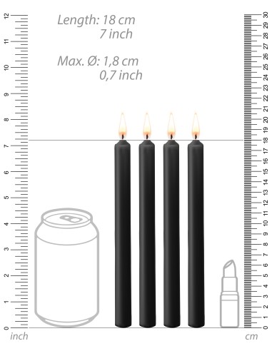 Lot de 4 bougies SM Teasing Wax Noire