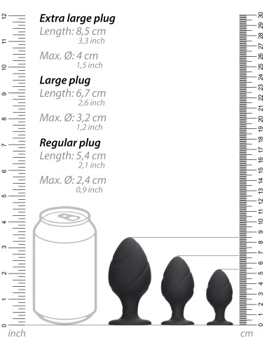 Lot de 3 plugs Swirled Silicone