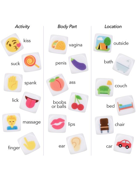 Dés coquins EMOJI GASM x3