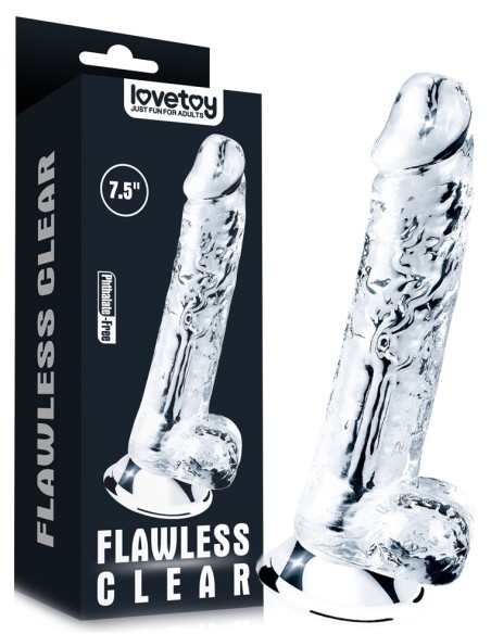 Gode transparent avec Bourses Flawless 16 x 3.5 cm Gode transparent avec Bourses Flawless 16 x 3.5 cm