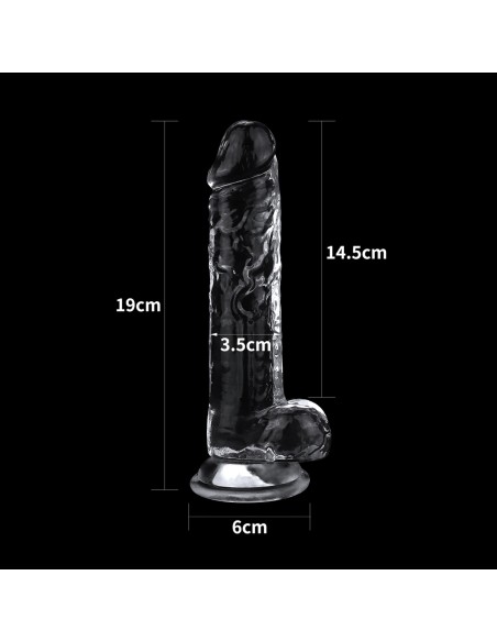 Gode transparent avec Bourses Flawless 16 x 3.5 cm Gode transparent avec Bourses Flawless 16 x 3.5 cm