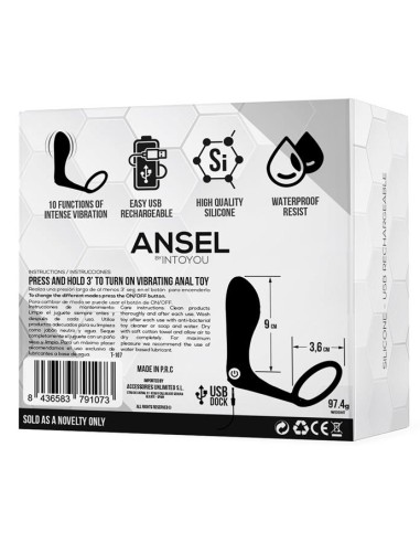 Cockring + Plug Vibrant Ansel 9 x 3 cm - Anneau 36mm