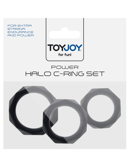 Lot de 3 cockrings Silicone Power Halo Noirs
