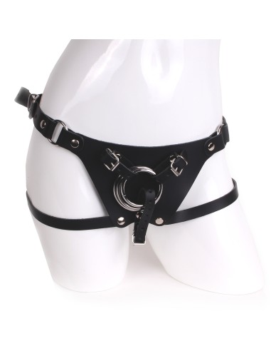 Harnais en cuir Strap On Cox pour gode ceinture