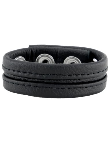 Cockring en cuir 3 Pressions Noir - Cockrings Cuirs - 3