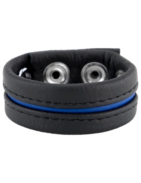 Cockring en cuir 3 Pressions Noir-Bleu Cockring en cuir 3 Pressions Noir-Bleu