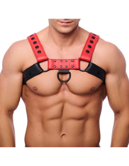 Harnais en cuir Snap Noir-Rouge Harnais en cuir Snap Noir-Rouge