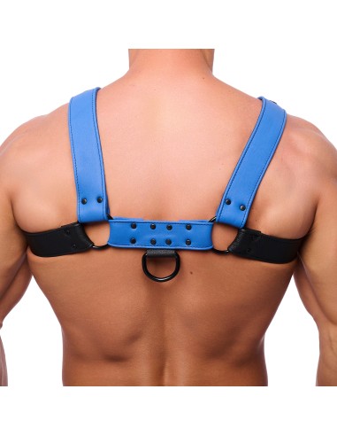 Harnais en cuir Snap Noir-Bleu