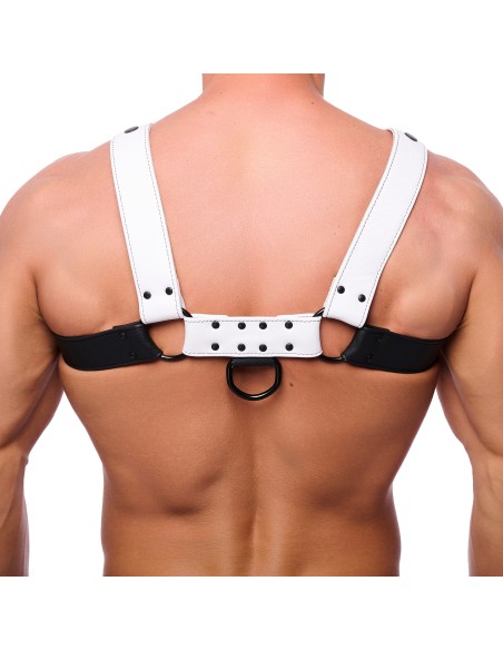 Harnais en cuir Snap Noir-Blanc