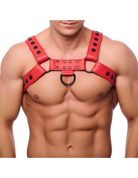 Harnais en cuir Snap Rouge