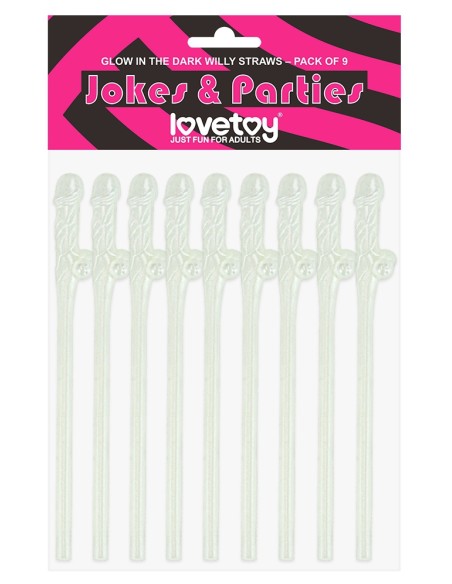 Pailles phosphorescentes Pénis x9 Pailles phosphorescentes Pénis x9