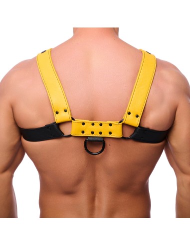 Harnais en cuir Snap Noir-Jaune