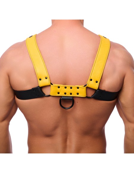 Harnais en cuir Snap Noir-Jaune