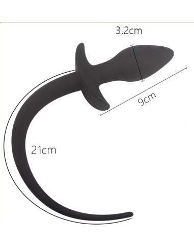 Plug Queue de chien silicone 7.5 x 3.1cm Noir