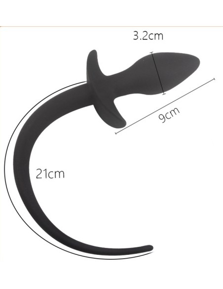Plug Queue de chien silicone 7.5 x 3.1cm Noir