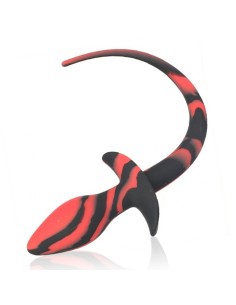 Plug Queue de chien Silicone 7.5 x 3.1cm Noir-Rouge