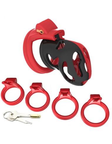 Cage de chasteté Dinoz 6.5 x 3cm Noir-Rouge