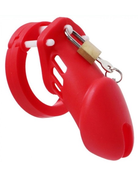 Cage de chasteté Silicone Bran 9 x 3cm Rouge
