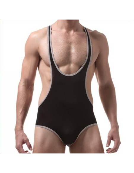 Body Singlet Fin Noir-Blanc