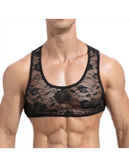 Crop court Dentelle Noir