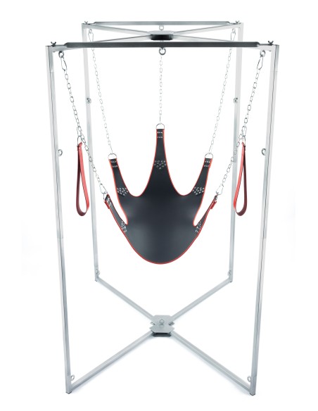 Kit Sling Cuir 5 Points Noir-Rouge Armature Grise