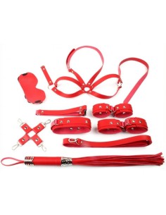 Coffret Bondage SM OBEDIENCE 10 Pièces Rouge