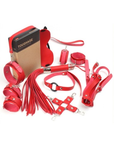 Coffret Bondage SM OBEDIENCE 10 Pièces Rouge