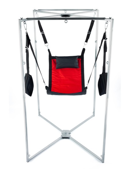 Kit Sling Tissu Carré Rouge-Noir Armature Grise