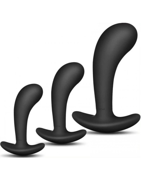 Kit de 3 mini plugs silicone 11 x 3.5cm noir