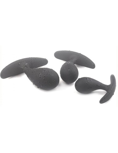Kit de 3 mini plugs silicone 11 x 3.5cm noir