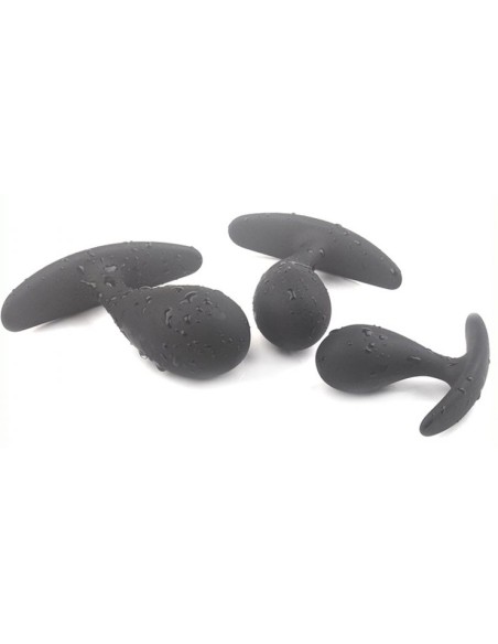 Kit de 3 mini plugs silicone 11 x 3.5cm noir
