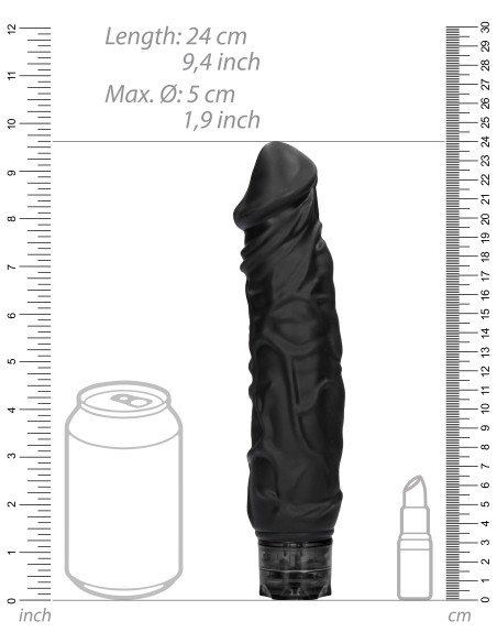 Gode vibrant Realistic 20 x 5cm Noir