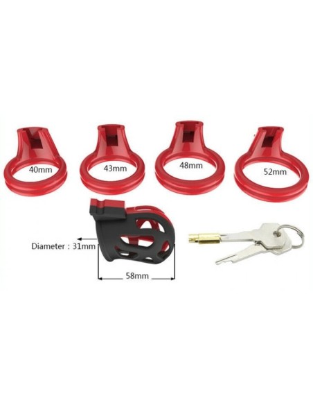 Cage de chasteté Joker 7.5 x 3cm Rouge-Noir