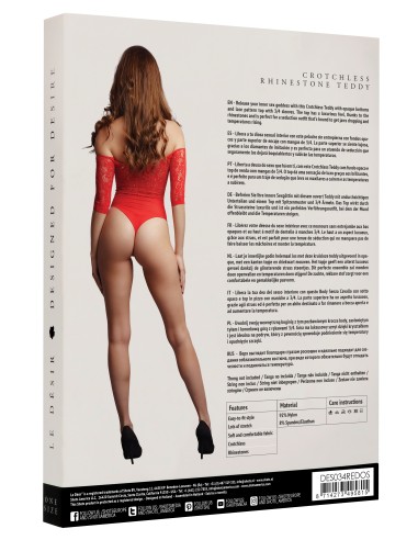 Body ouvert Rhinestone - Rouge