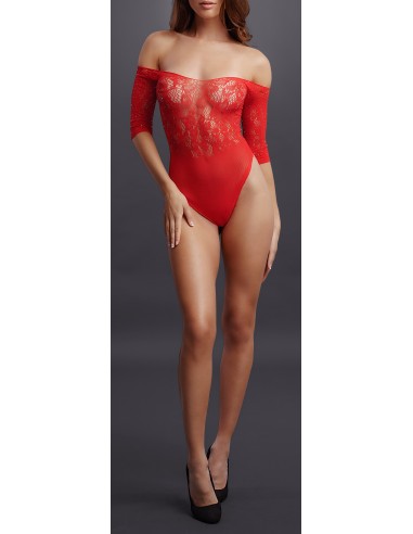 Body ouvert Rhinestone - Rouge