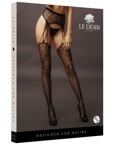 Collant effet porte-jarretelles Féline - Noir