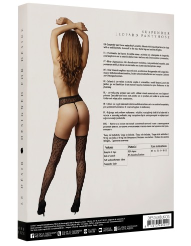 Collant effet porte-jarretelles Féline - Noir