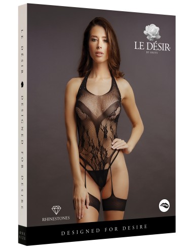 Body ouvert effet porte-jarretelles Jade - Noir