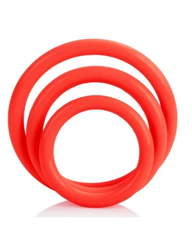Tri-Rings Cockring Rouge - Cockrings Flexibles - 2