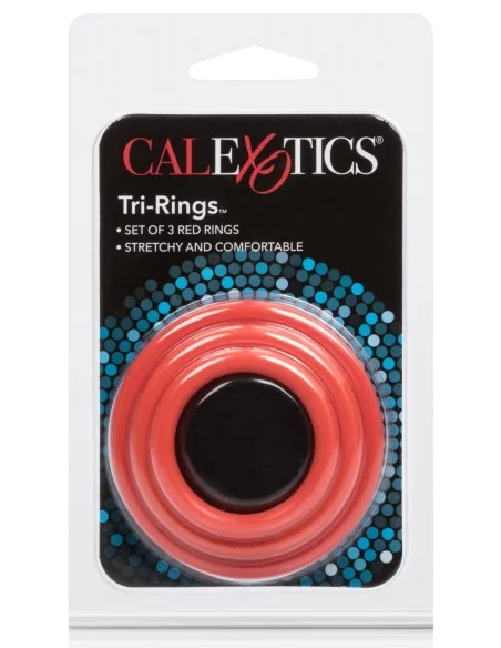 Tri-Rings Cockring Rouge - Cockrings Flexibles - 3