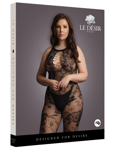 Combinaison ouverte Grande Taille Flora - Noir