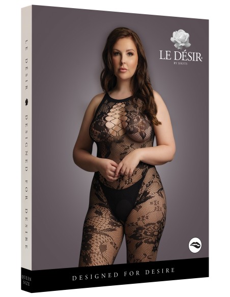 Combinaison ouverte Grande Taille Flora - Noir