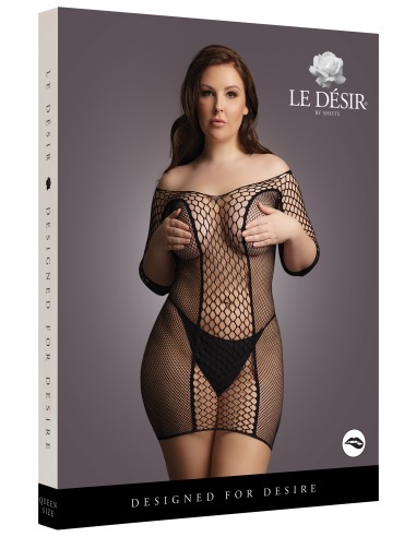 Robe Grande Taille DUO NET SLEEVED - Noir